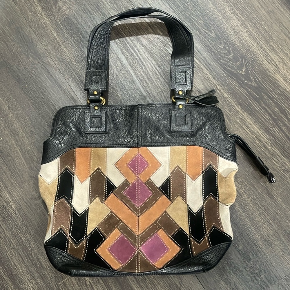 Pursuits - Multi Leather and Suede Patchwork Shoulder bag